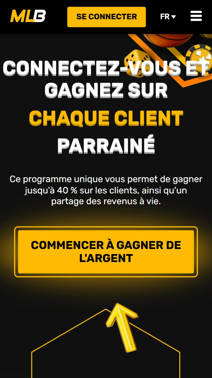 Cliquez sur le bouton pour commencer à gagner de l'argent avec le programme d'affiliation Melbet.