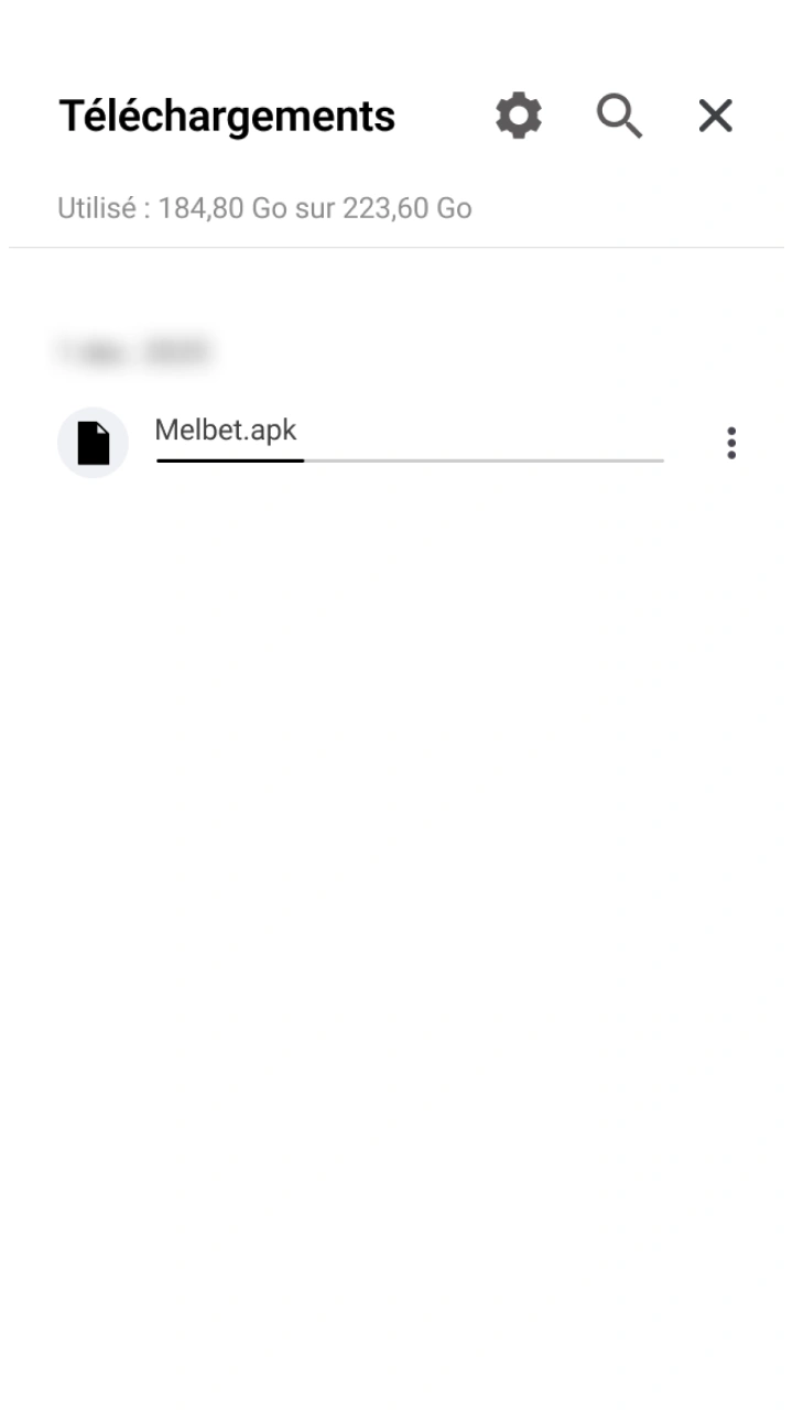 Trouvez le fichier officiel Melbet.apk dans votre dossier Téléchargements pour terminer l'installation.