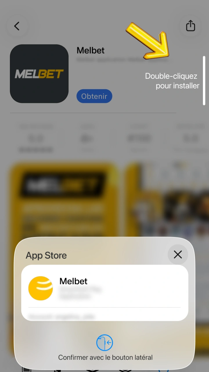 Il vous suffit de confirmer l'installation de l'application mobile Melbet sur votre iPhone.