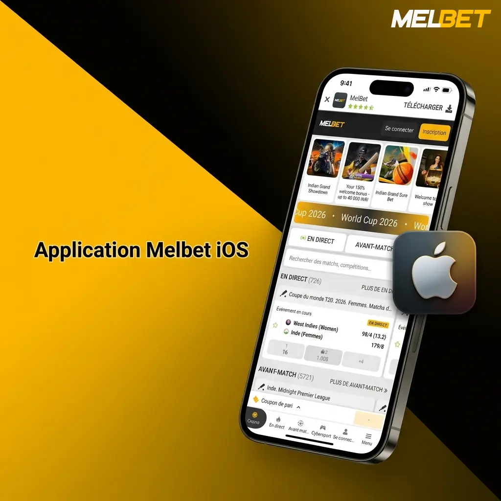Application Melbet iOS sur iPhone et iPad pour paris sportifs et casino, téléchargement gratuit