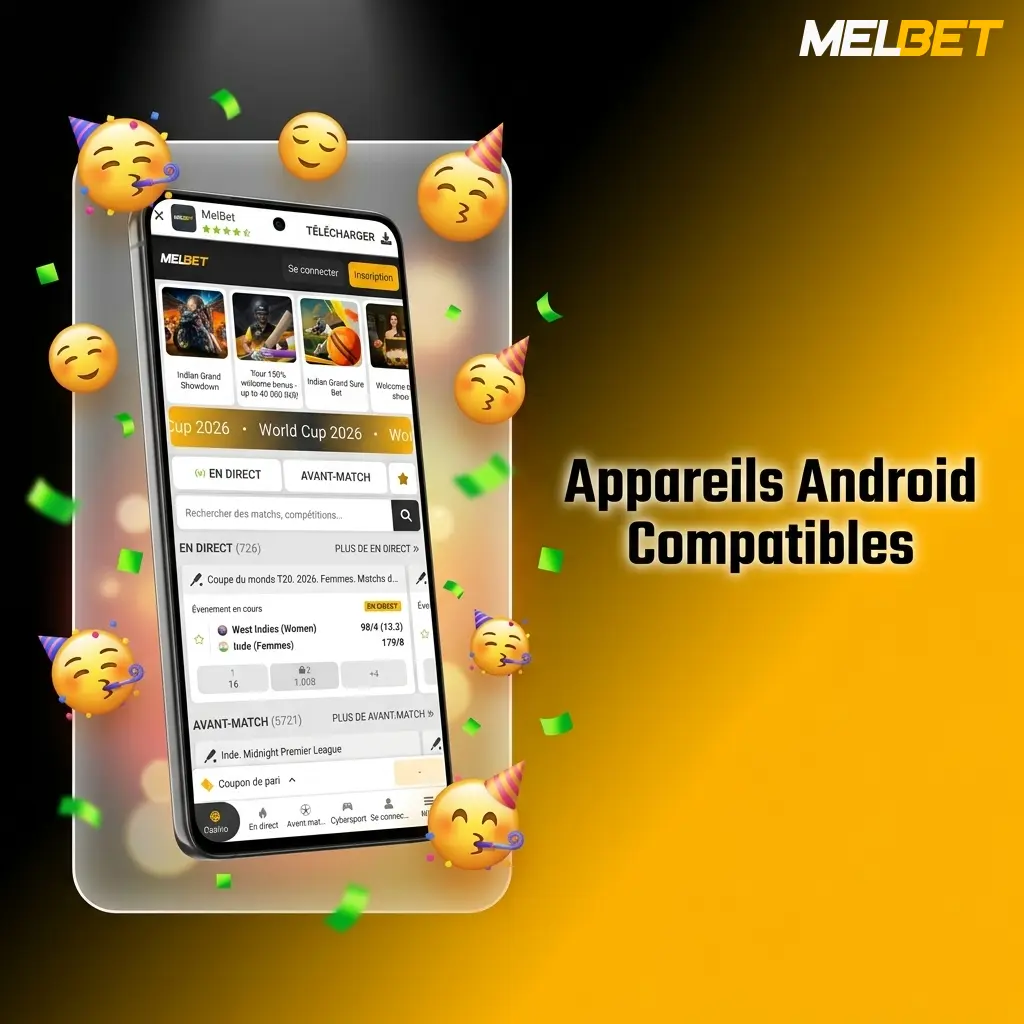 Appareils Android compatibles avec l'application Melbet : Samsung, Xiaomi, Oppo, OnePlus, Google Pixel et Sony